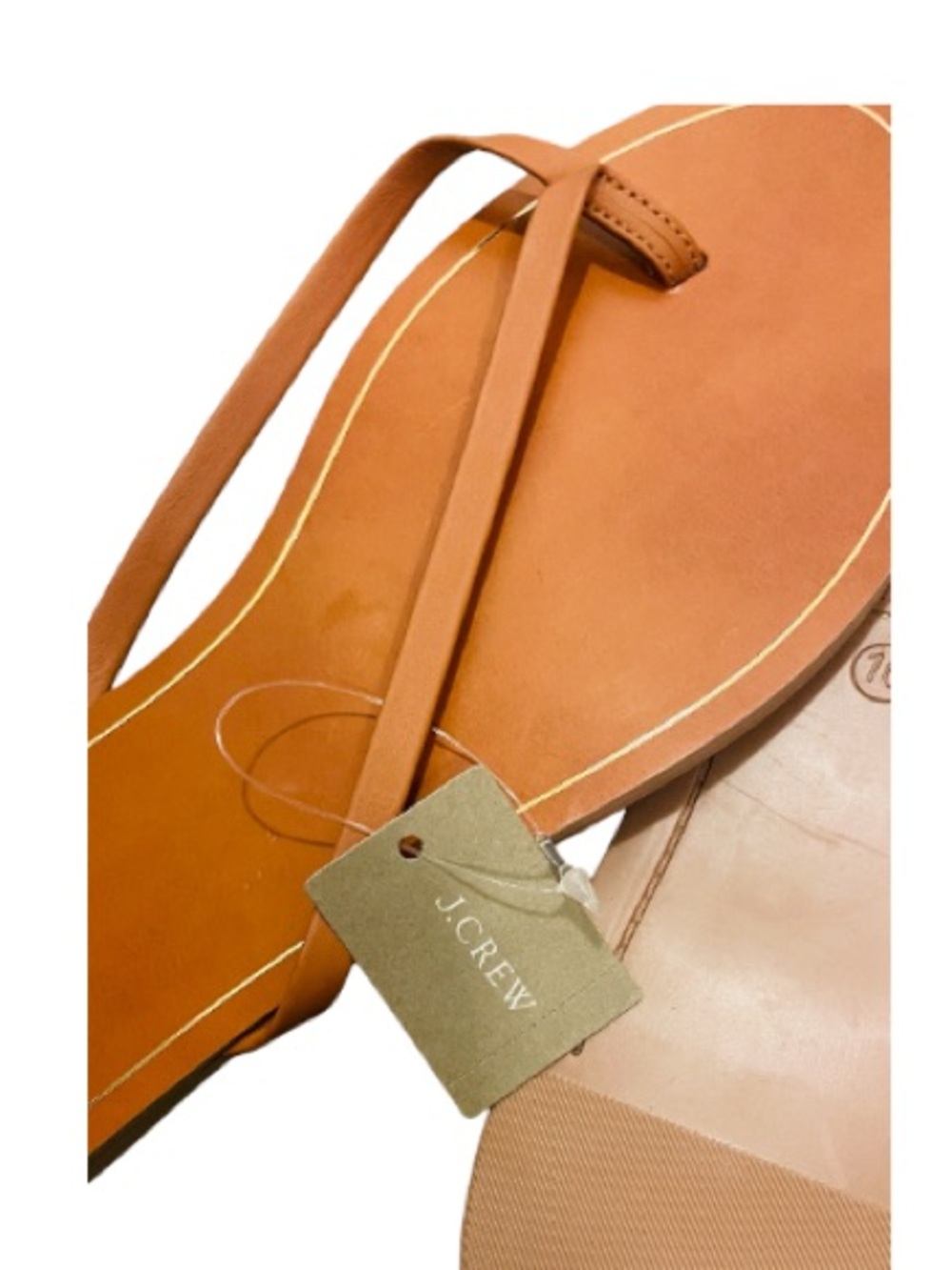 J. Crew Cognac Leather Thin-Strap Slide Sandals - Picture 3 of 6